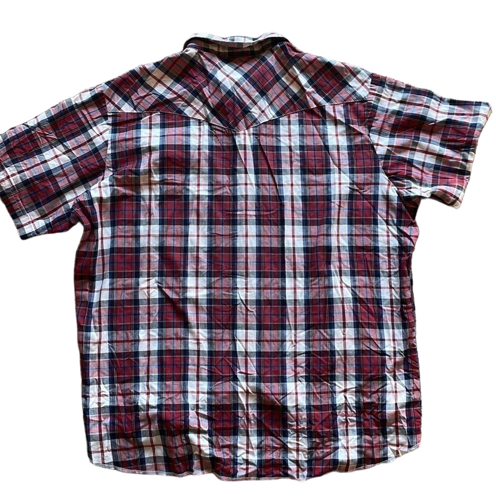Wrangler Vintage Western Mens 3XLT Plaid Short Sleeve Shirt - Picture 3 of 4